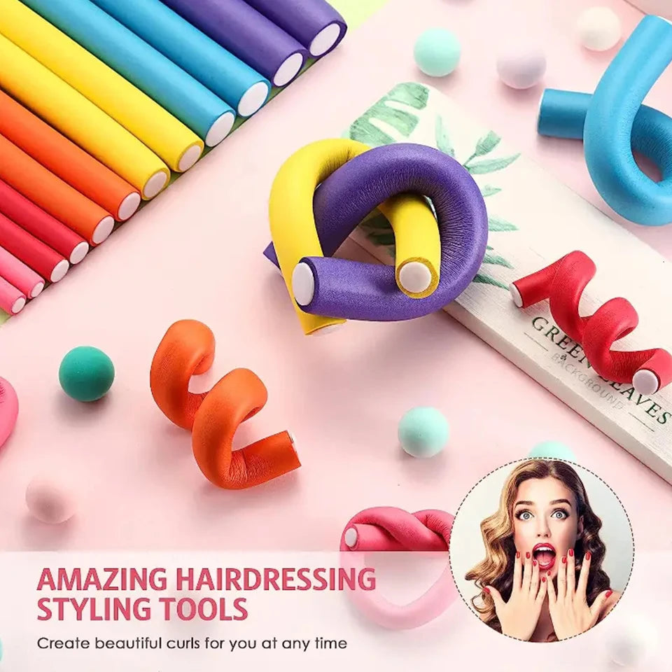 Beauty Salon Heatless Flexible Hair Rollers Curlers 42-pack 7" Soft Foam Flexi Twist Curling Rods for Short Long Hair
