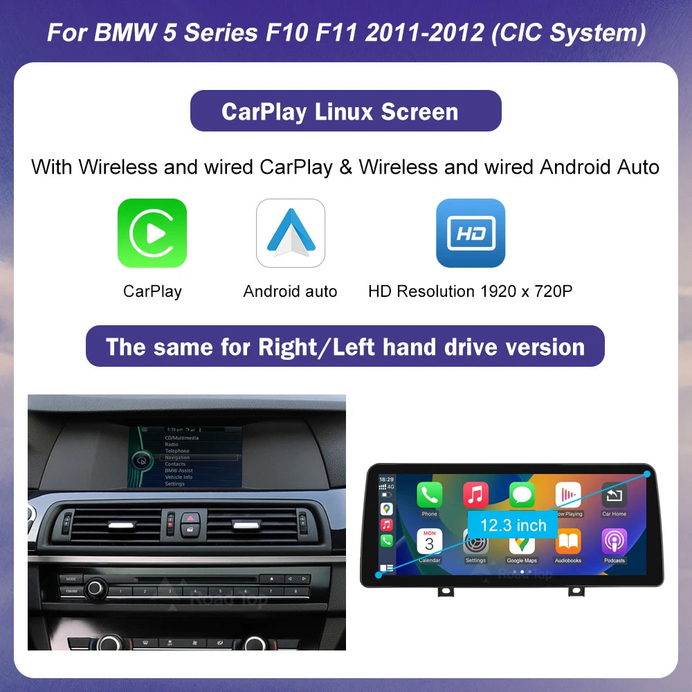 10.25" 12.3" Multimedia Touch Screen For BMW 5 Series F10 F11 CIC NBT System 2026-2026 Wireless Carplay Android Auto Car Radio