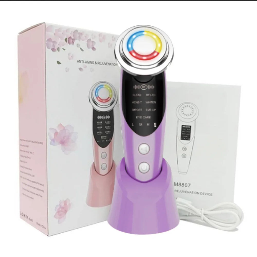 7 in 1 Facial Lifting Machine EMS Microcurrent Multifunctional Facial Slimming Device LED Photon Anti-Aging