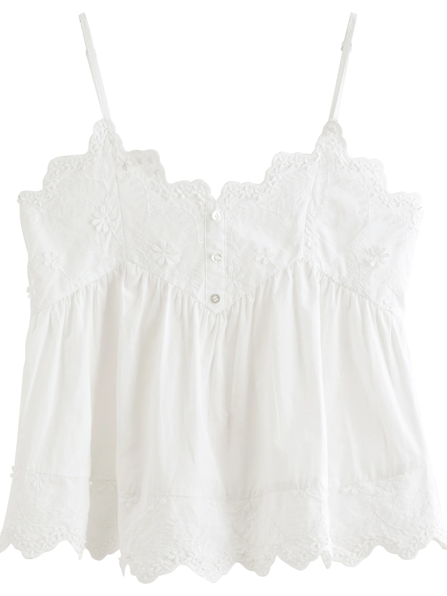 FSLE【L'amour Series】Women's Summer Cotton Embroidered Camisole Tank Chic Inner Layer Lightweight Breathable Casual Elegant Top