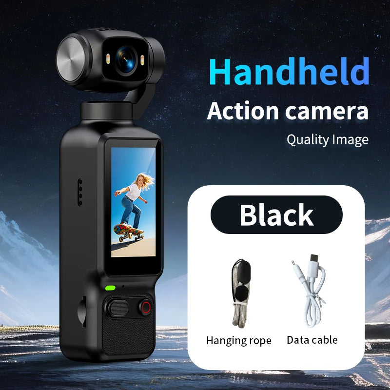 4K Handheld Action Camera — 90°/180° Rotating Lens for Vlogs