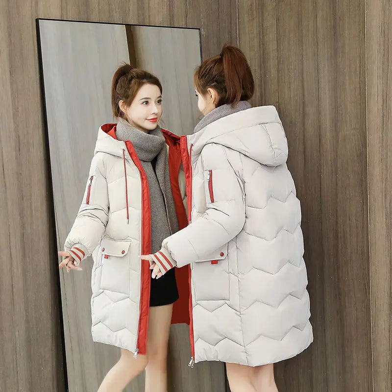 Women's Mid-Length Hooded Parka - Padded Loose Winter Coat - photo 13