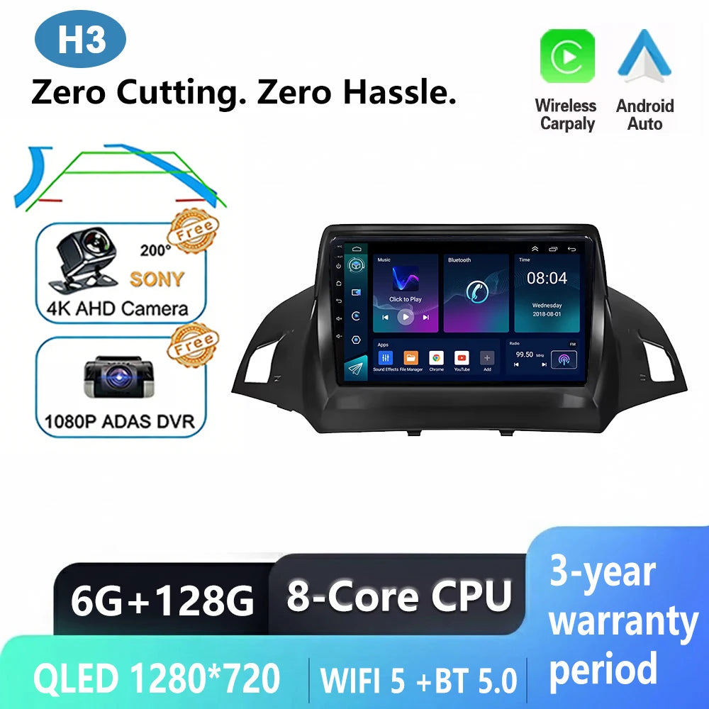 Android Car Stereo for Ford C-MAX, Kuga 2 & Escape 3 (2012–2019) — Wireless CarPlay, Android Auto, GPS, WiFi