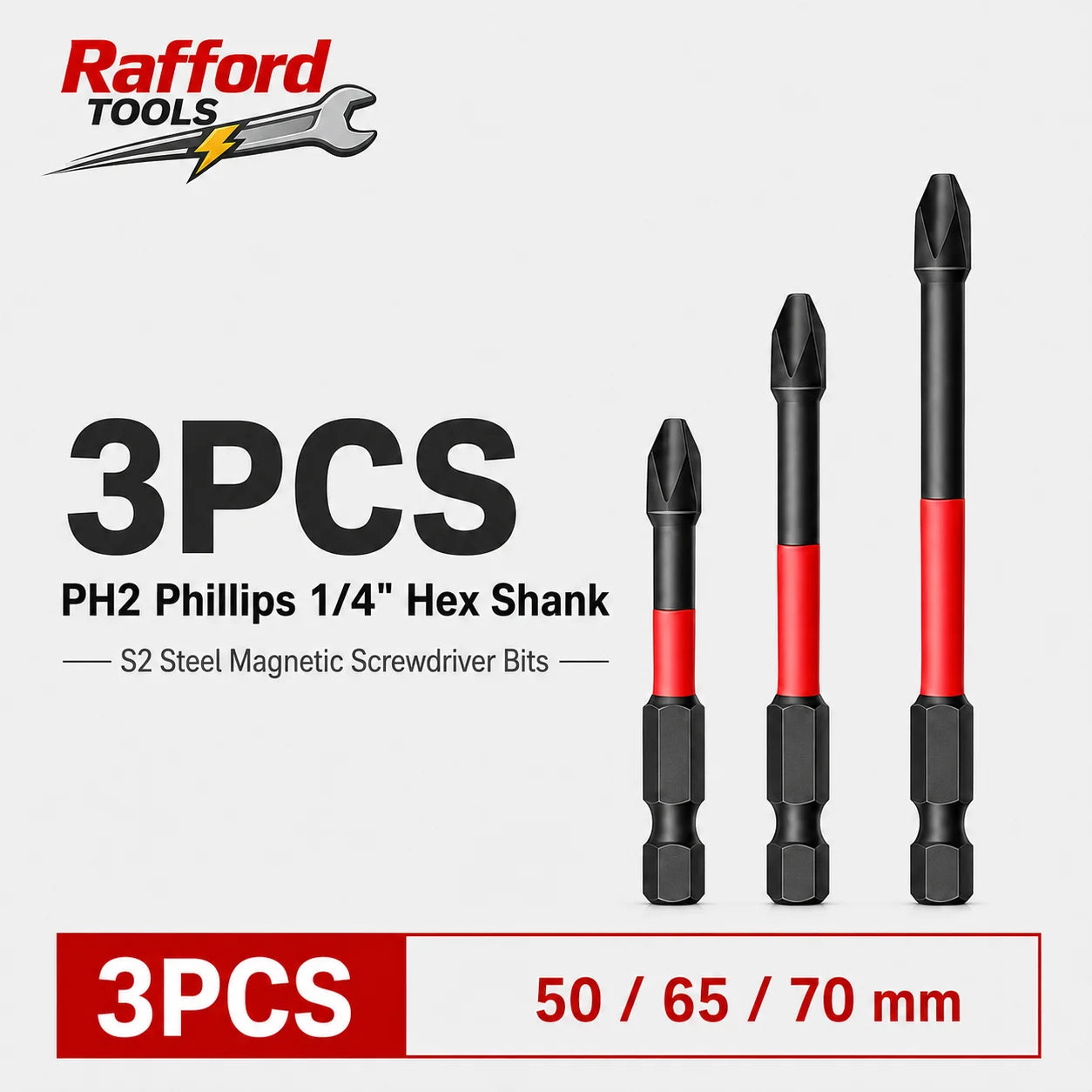 Rafford Magnetic Impact Screwdriver Bit Set 3/6/12Pcs High Torque S2 Steel 1/4" Phillips PH2 for Electric and Manual Drills