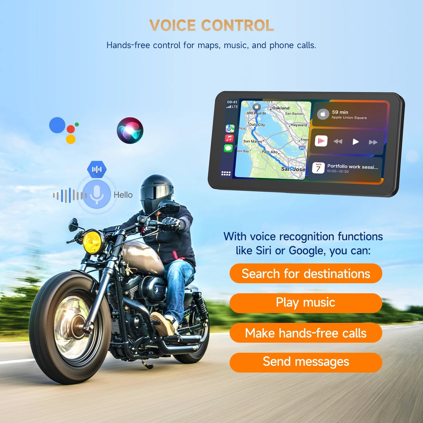 Spedal CL871B 6.25" Motorcycle CarPlay & Android Auto Screen — Waterproof, Quick-Release Mount for BMW Motorcycles