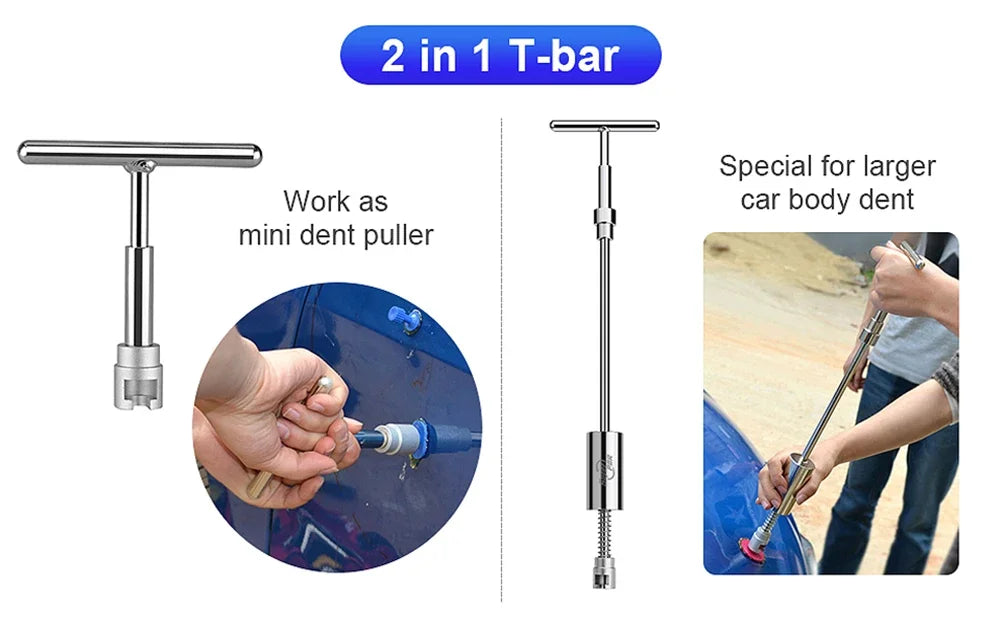 Auto Paintless Dent Repair Kit – Car Body Dent Removal Tool Set with T-Bar Puller & Glue Gun