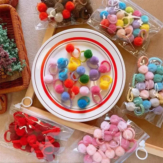 20 pcs colorful fluffy hair elastics Kids ponytail bands Hair accessories gift