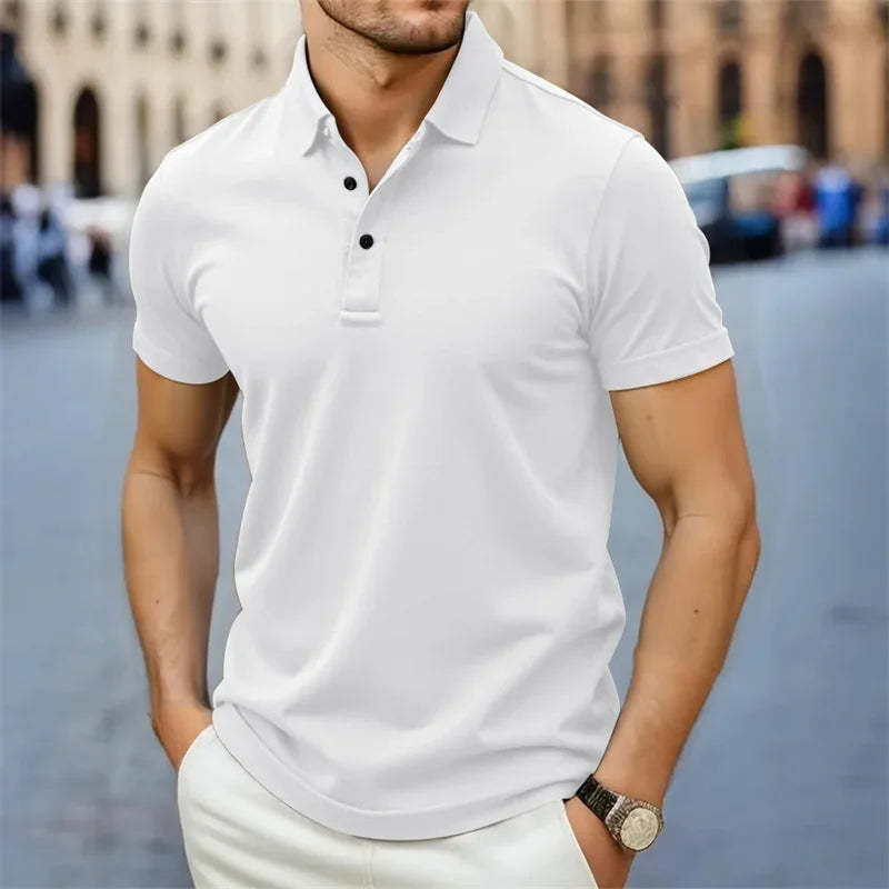 Men's Collared Polo Shirt — Breathable Summer Short Sleeve Top