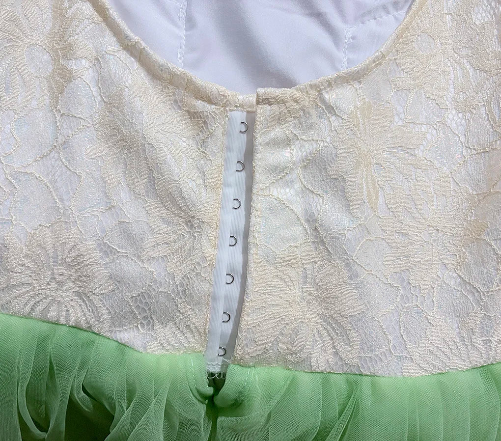 Girls green puff-sleeve ballet tutu dress