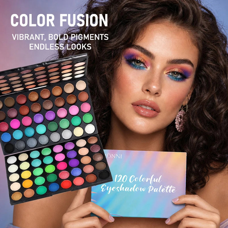 120 Colors 3-Layer Eyeshadow Palette, All-in-One Matte & Shimmer Makeup Kit, Long-Lasting Highly Pigmented Cosmetic Gift