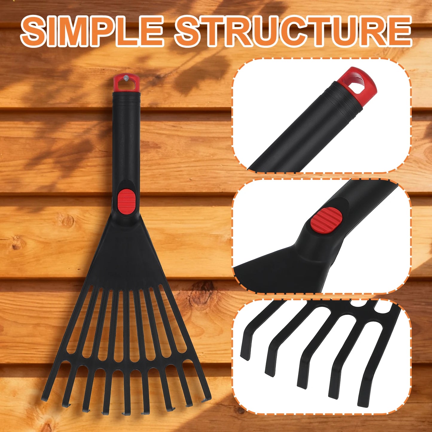 Plastic Garden Leaf Rake – Lightweight Wide Rake for Lawn & Leaf Cleaning