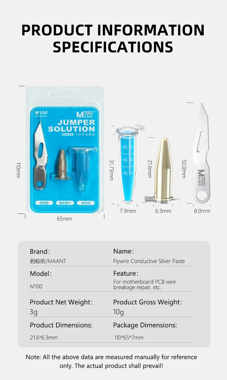 MAANT M100 Conductive Nano Silver Paste Set for Phone Screen Jump Wire Repair High Conductivity Strong Adhesion