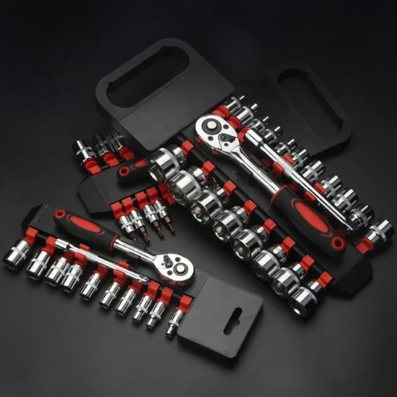 MEYOUTOWN 1/4" Ratchet Socket Wrench Set – Metric Drive Sockets 4-13mm with Extension Rod | Car, Motorcycle & Bicycle Repair Hand Tool