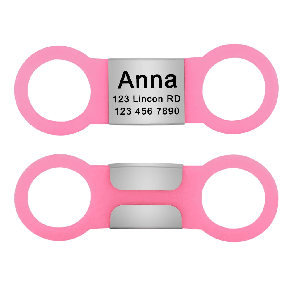 Engraved Pet ID Tag - Stainless Steel Name & Phone Nameplate