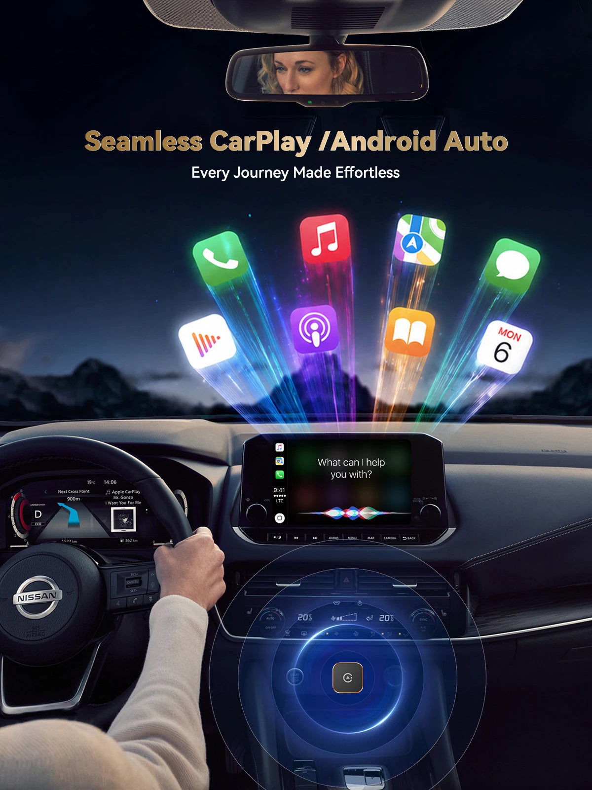 Wireless CarPlay & Android Auto Adapter (USB-C) — Converts Wired to Wireless, Plug & Play Auto-Connect