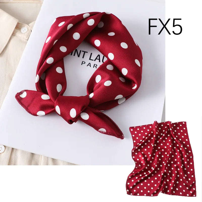 Women's Small Square Neckerchief - 50cm Retro Print Hair Scarf - photo 20