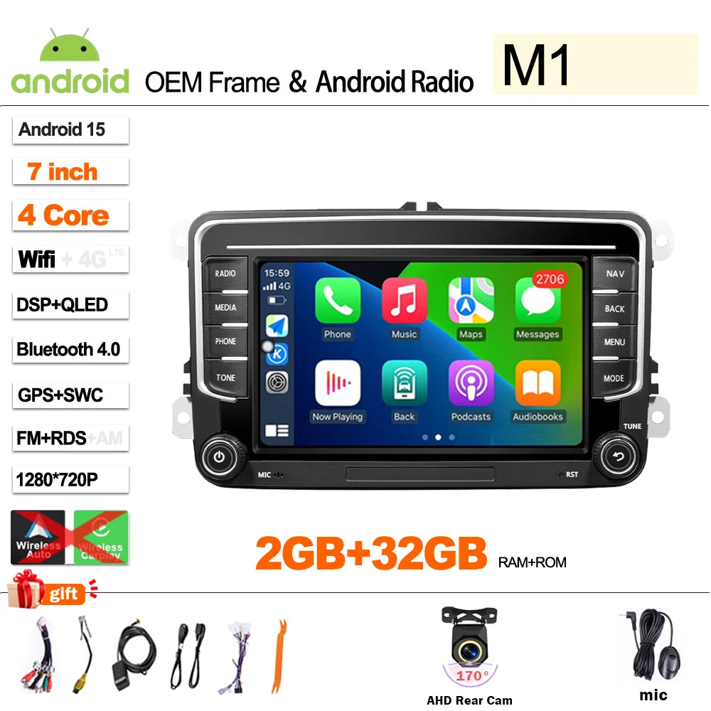 Car Stereo with Apple CarPlay & Android Auto, Compatible with VW CC, Passat B7, Polo, Golf 5 6 & Jetta