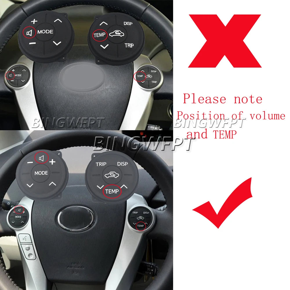 2PC Multifunction Steering Wheel Switch Control Button Panel Rubber For Toyota Prius 30 09-13 Prius Eco 10-13 ZWV30 XW30 10-12