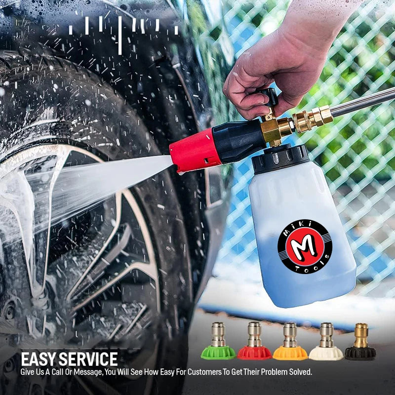 Snow Foam Cannon Heavy Duty Snow Foam Gun Sprayer Car Foam Blaster Wide Neck Adjustable Thick Foamer with 1/4 Quick Connector 1L - photo 6