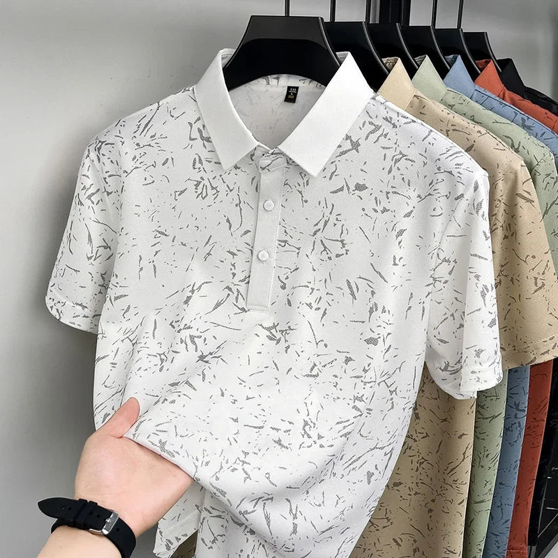 Men's Modern Polo Tee - Printed Pattern, Slim Fit Daily Style