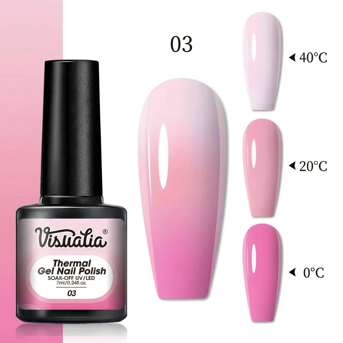 1pc Gradient Hot Gel Nail Polish Set, Changes with Temperature, Semi-Permanent /LED, Soak-Off, Long-Lasting, And Fragrance,