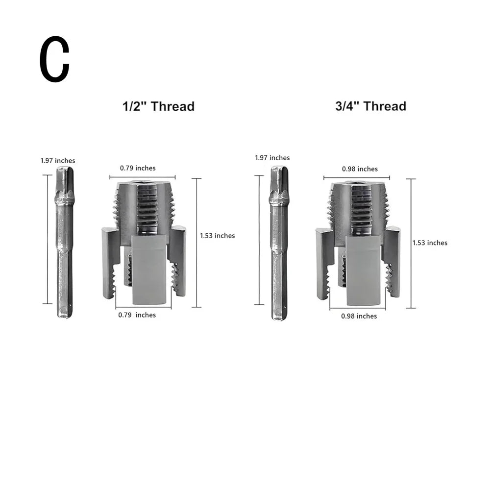 2-Piece PVC Pipe Threading Tool — Internal and External Thread Cutter for Electric Drill