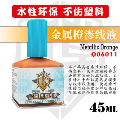 Q06001 45ML Metallic Panel Line Water Based Accent Color for Gundam Gunpla Mecha Doll Tank Plane Military Model Coloring Tool