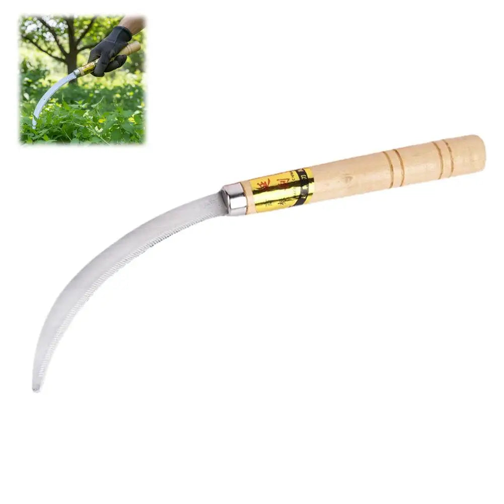 Weeding Sickle With Wooden Handle Stainless Steel Sickle Scythe Farming Tool Kit With Teeth For Weed Removal Lawn Patio Terrace