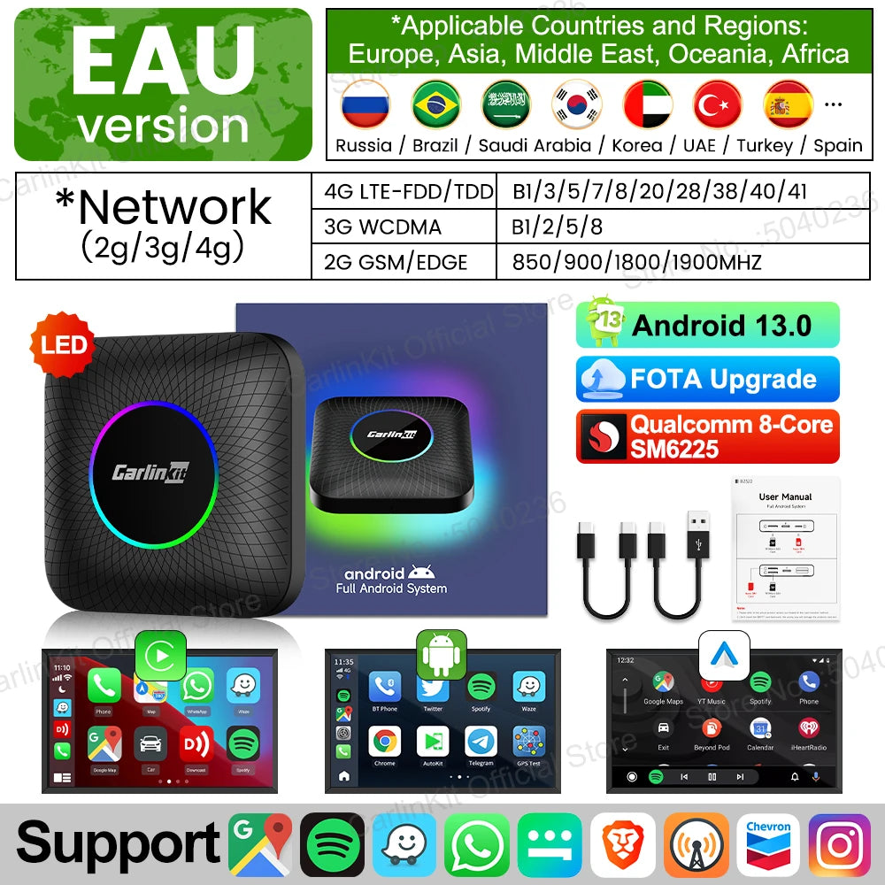 2026 CarlinKit 3 In 1 Android Auto Wireless Android 13 CarPlay Smart Box QCM6125 SM6225 8-Core For Netflix YouTube For OEM Cars
