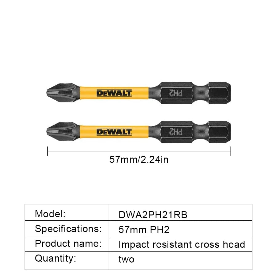 DEWALT PH2 Impact Screwdriver Bits 57mm, 10 Pc Phillips Set