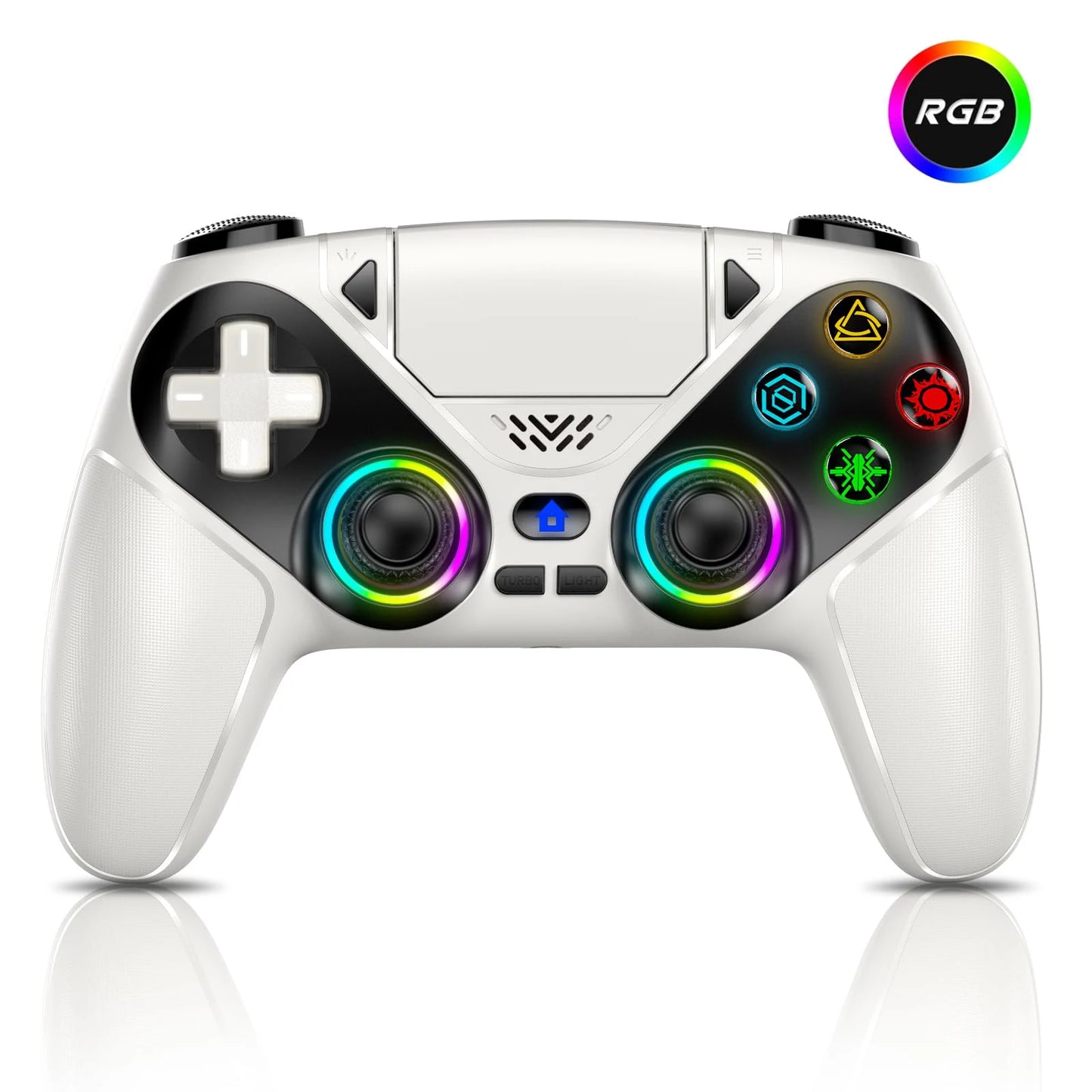 RGB Wireless Controller for Playstation5/PS5 Pro/Slim/PC,Dual Vibration Marco/Turbo Func Gamepads 3.5mm Audio Jack Game Joystick