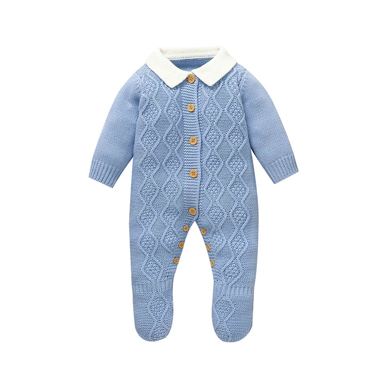 Baby Boy Knit Turtleneck Romper - Gentleman Style Winter Jumpsuit - photo 8