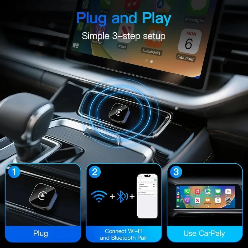 (2026 Upgraded) Wireless CarPlay Adapter for Apple IPhone&Android, Small Size,Plug and Play,Fast and Stable Connection Wireless