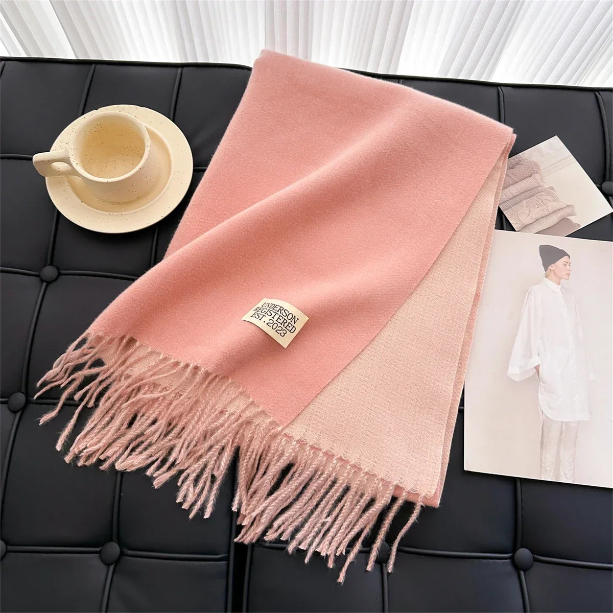 Women's Solid Tassel Scarf - Long Cashmere-Feel Blanket Wrap - photo 11