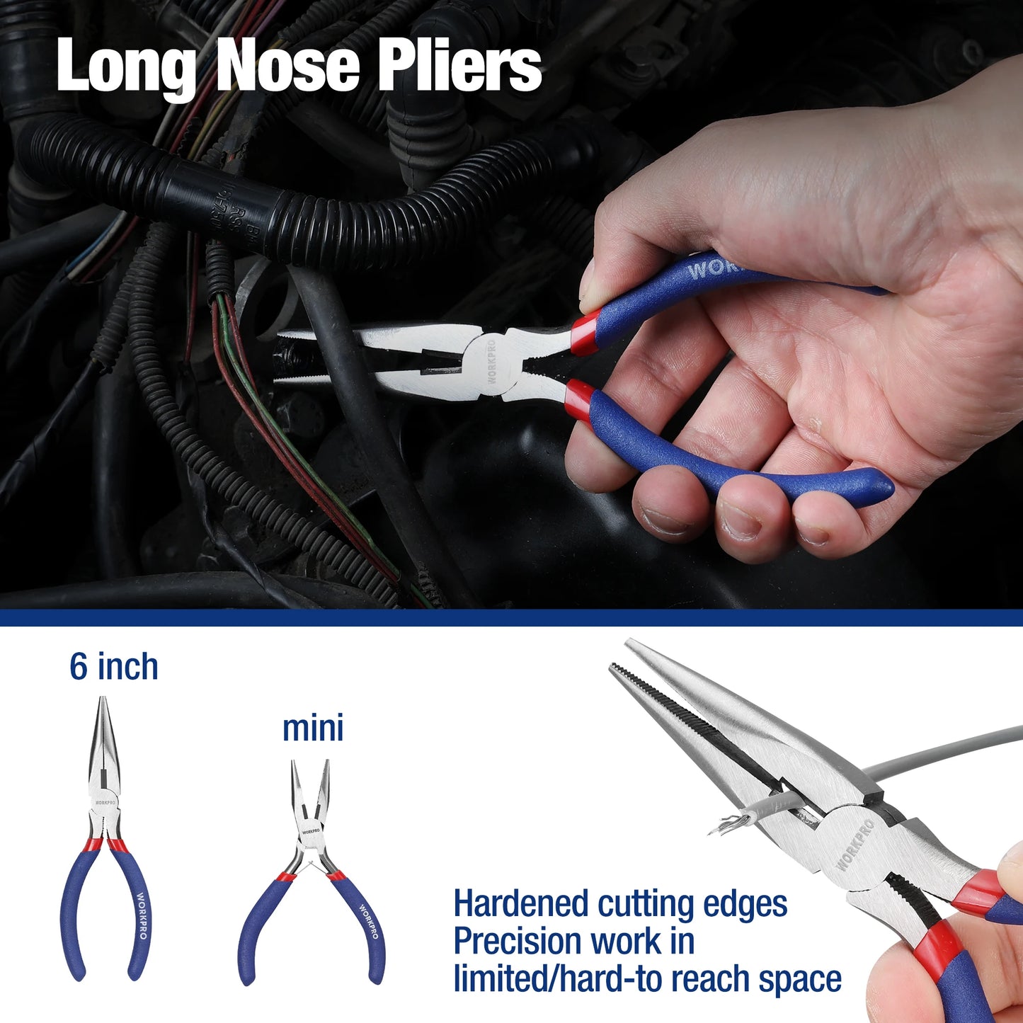 WORKPRO 7-Piece Pliers Set – Groove Joint, Long Nose, Slip Joint, Linesman & Diagonal Pliers | Complete DIY Hand Tool Kit