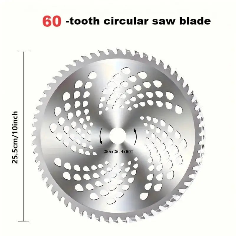 1Pc 10-Inch 40T/60T Brush Cutter Saw Blade Lawn Trimmer, Comes with 4/5 Accessories, Carbide Material for Durability, Can Quickly Remove Weeds and Trim Thick Branches, Ideal Garden Weeding and Mowing Helper, Lawn Trimming, Tr