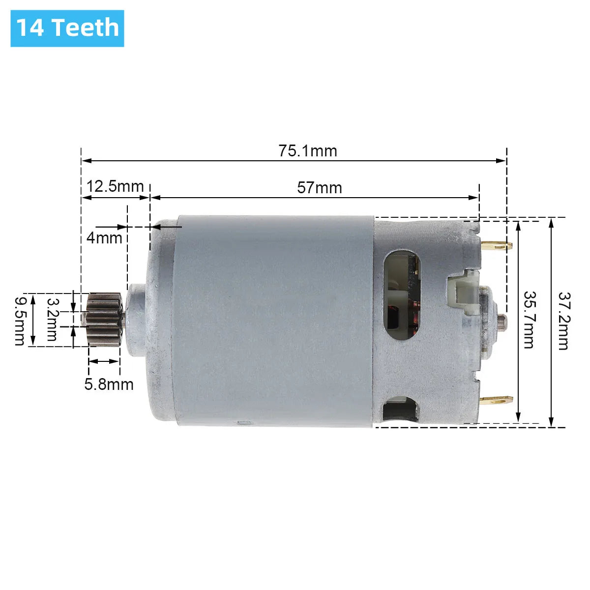 RS550 DC Motors 10.8V/12V/14.4V/16.8V/18V/21V/25V Drill Motor with 9 /11 /12/13/14Teeth High Torque Gear Box for Electric Drill