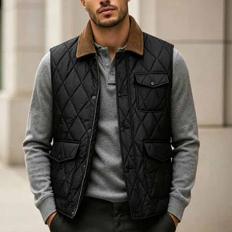 Men's Stand Collar Padded Vest - Sleeveless Winter Zip Waistcoat - photo 6