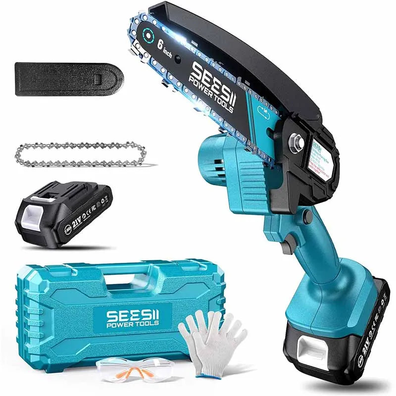 Seesii Cordless Mini Chainsaw — 6" Electric Pruning Saw (Compatible with Makita 18V Battery)