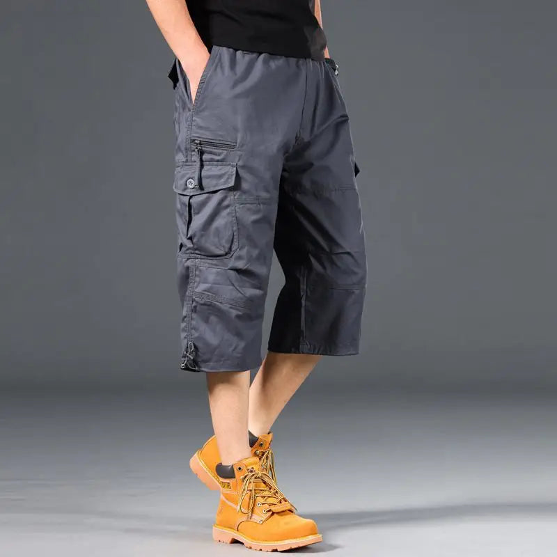 Men's Cargo Shorts — Loose Elastic-Waist Multi-Pocket Casual Shorts