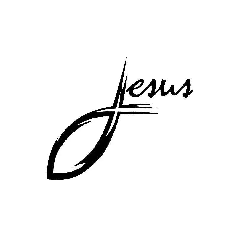 JPCT Jesus Curve Cross Christ Fish Stickers for Racing, Luggage Waterproof Stickers 50cmx42cm