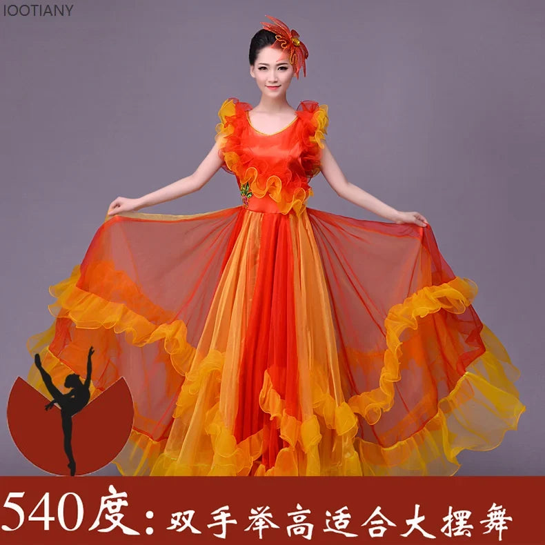 Women's flamenco opening dance big swing dress