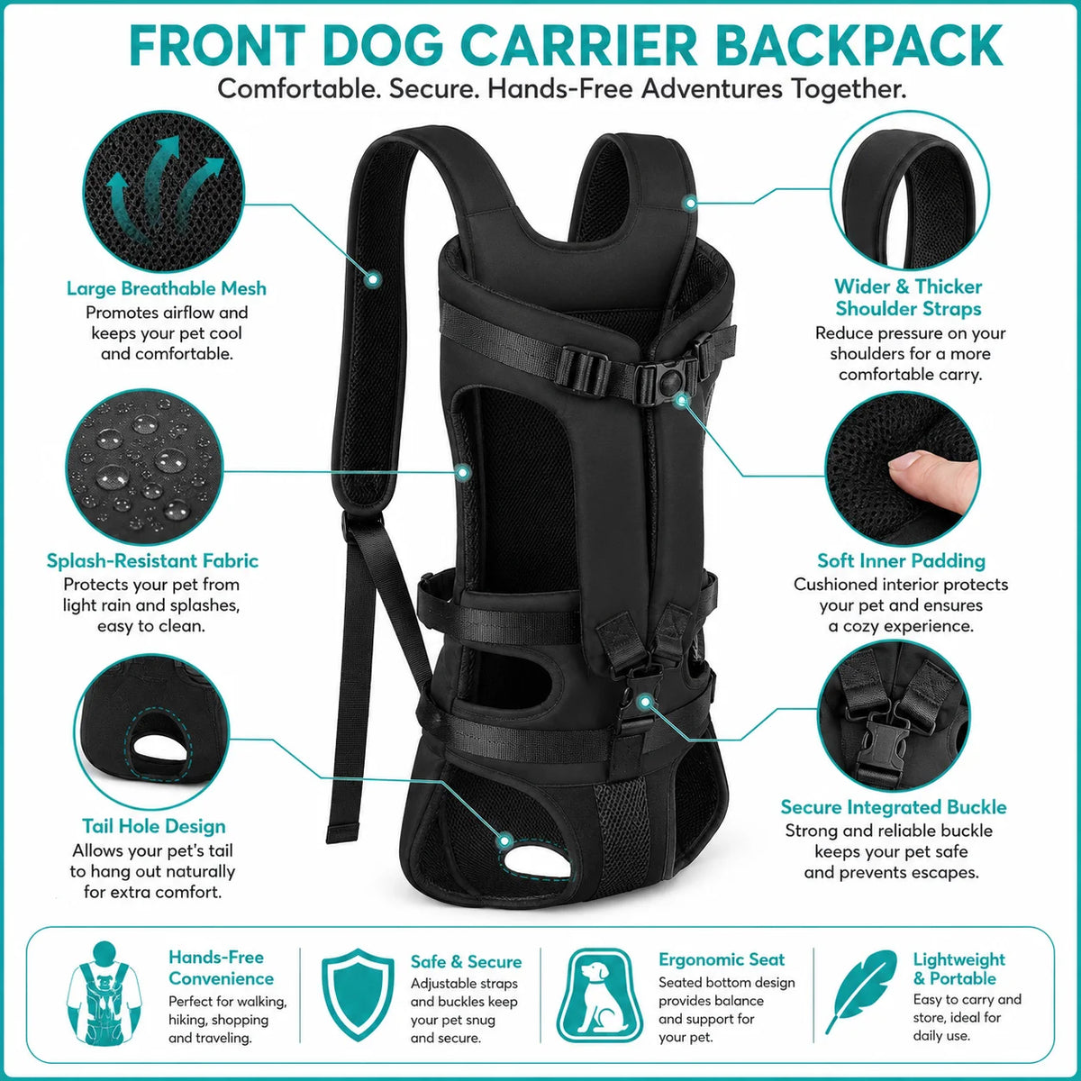 Front Pet Carrier Backpack - Chest Carrier for Small Dogs – photo 5