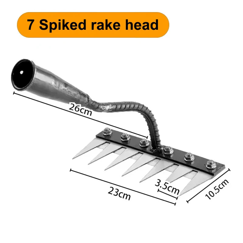 Iron Gardening Hoe & Weeding Rake — 5–8 Tooth Soil-Loosening Farm Tool