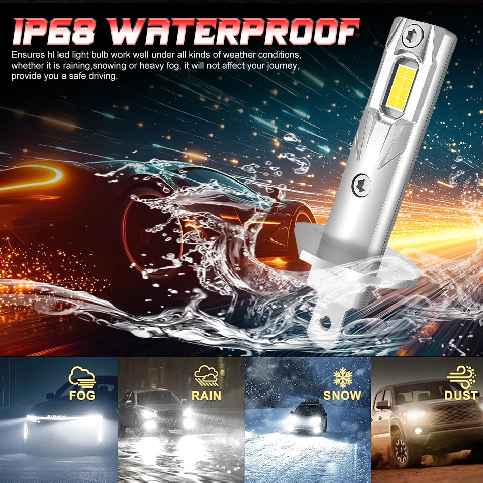 H1 LED Headlights 5300W 16PCS CSP H4 High Low Beam H7 LED Wireless CANbus Error Free Auto Light Fanless Mini 12V Super Bright