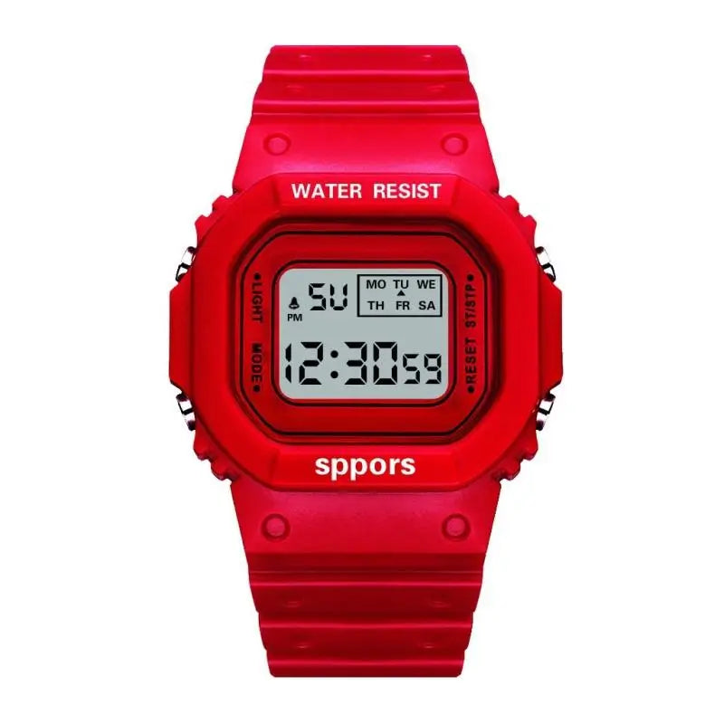 LED Sports Watch for Boys & Girls Student Electronic Square Digital Waterproof Rubber Clock Colorful Men Women