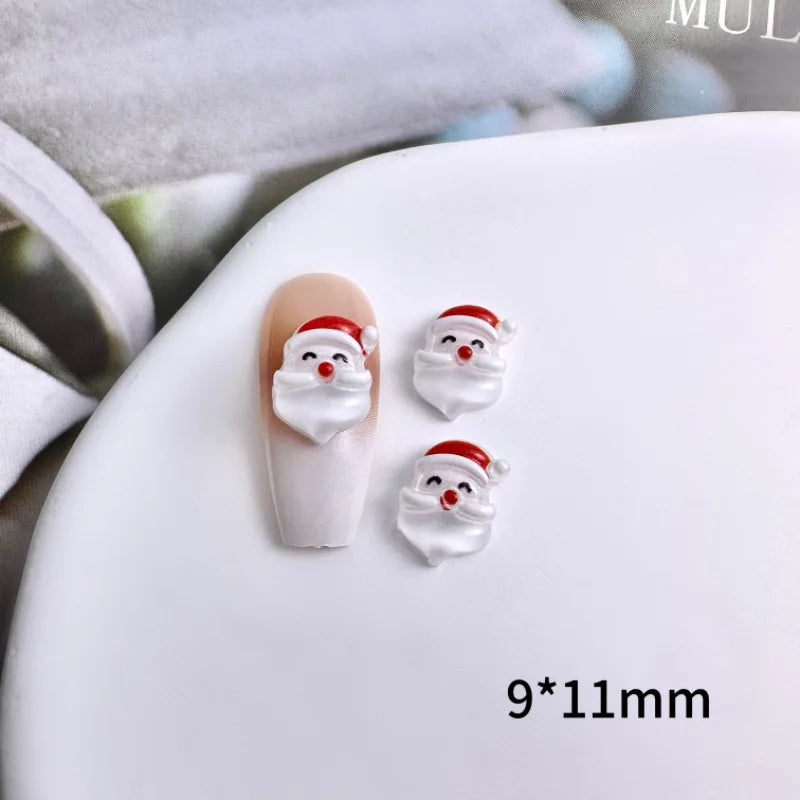 10Pcs Christmas Cartoon Nails Decoration Santa Claus,Elk,Bell,Tree Resin Nail Charms Cute Jewelry Part Decoration Accessories