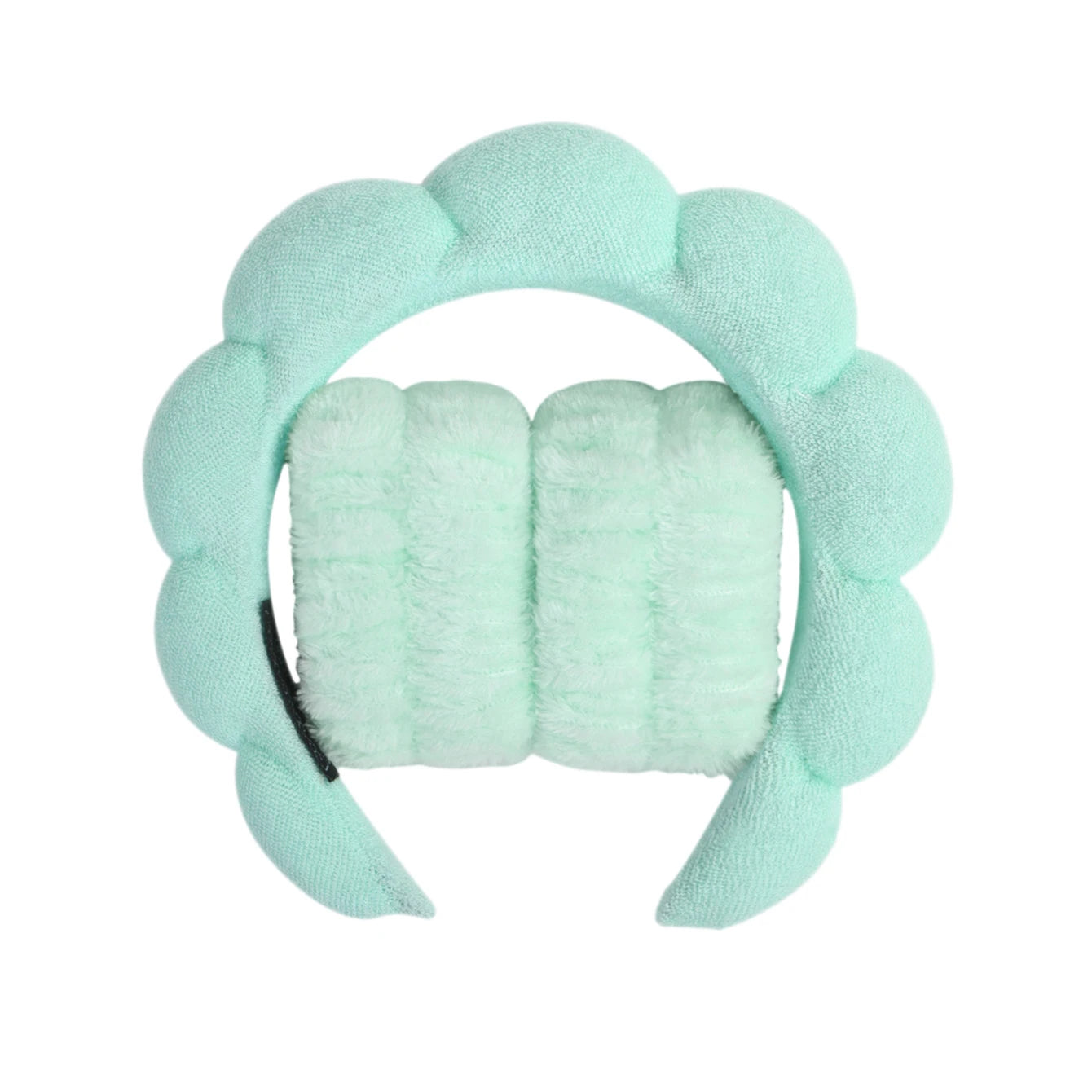 Spa Bubble Headband for Washing Face – Microfiber Puffy Scrunchie Wristband for Skincare & Makeup Routine