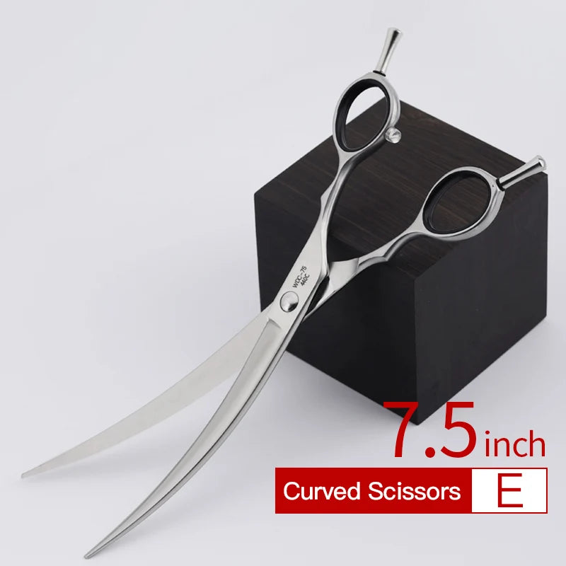 440C Steel Curved Dog Grooming Shears - 7 to 8 Inch