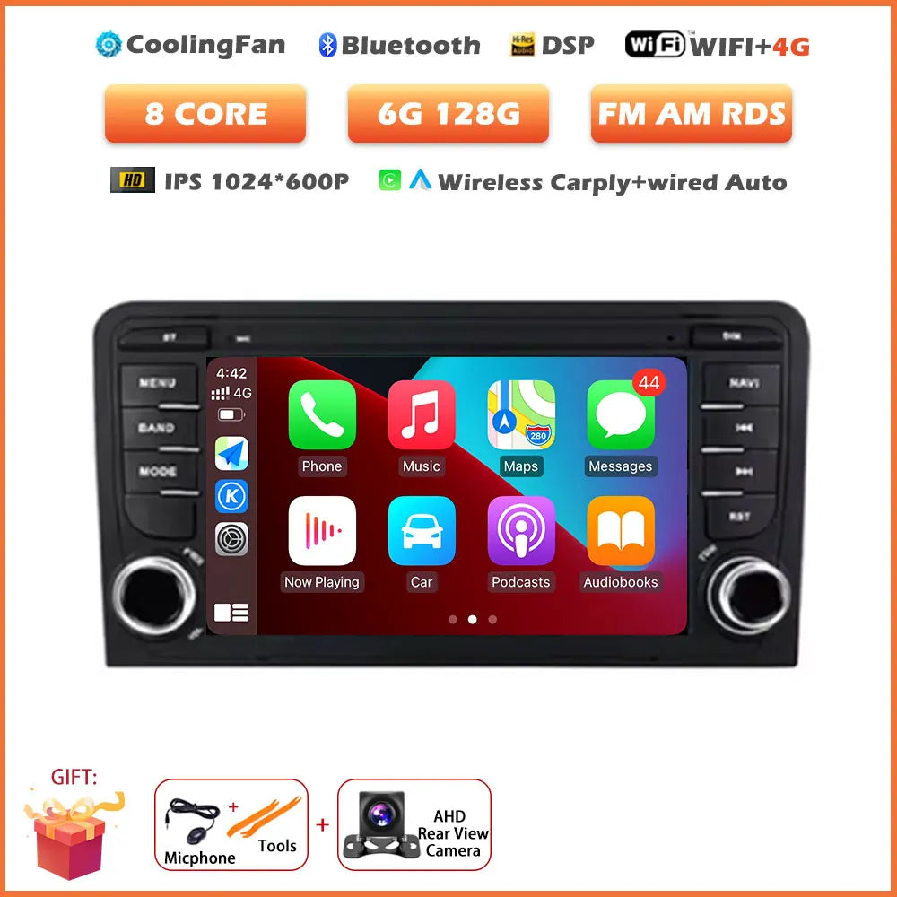 Car Stereo with Apple CarPlay & Android Auto, Compatible with Audi A3 8P, RS3 Sportback & S3 8P